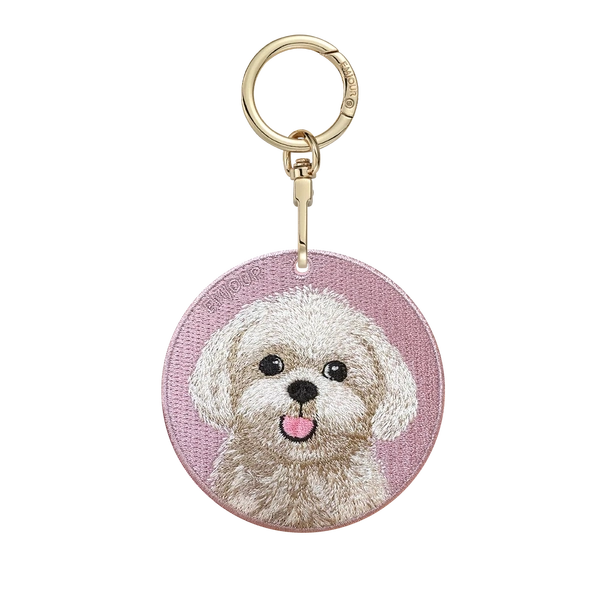Emjour Embroidered Keychain -  Maltese (Pink)