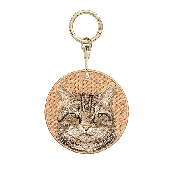 Emjour Embroidered Keychain -  Disapproving Face Tabby Cat