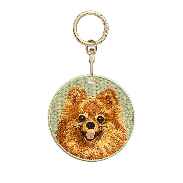 Emjour Embroidered Keychain -  Long-Haired Brown Pomeranian