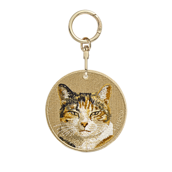 Emjour Embroidered Keychain - Disapproving Face Calico Cat