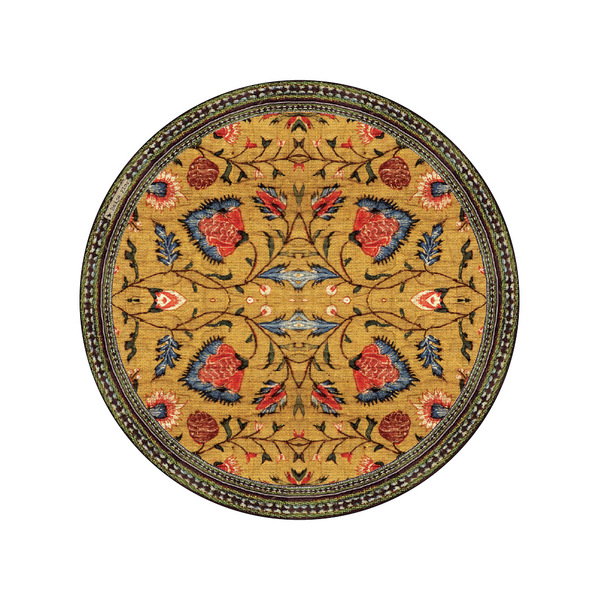 Beija Flor Bohemian Garden Yellow Round Placemat