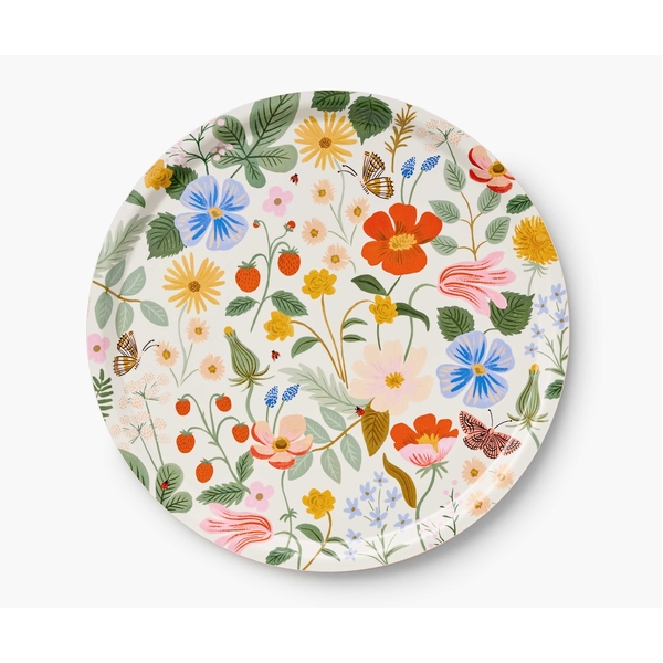 Rifle Paper Co. Bent Ply Round Tray Strawberry Fields