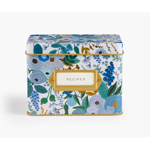 Rifle Paper Co. Tin Recipe Box Garden Party Blue