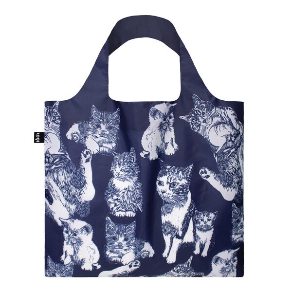 LOQI Reusable Shopping Bag Red Poppy Bee Cats