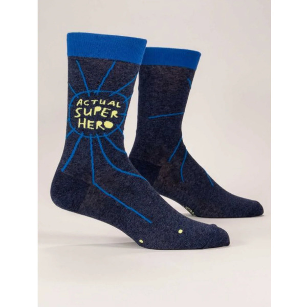 Blue Q Actual Superhero Men's Crew Socks