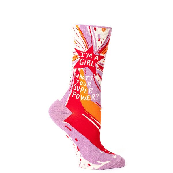Blue Q I'm A Girl. What's Your Superpower Women's Crew Socks