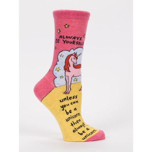 Blue Q Always Be Yourself. Unless You Can Be A Unicorn. Women's Crew Socks