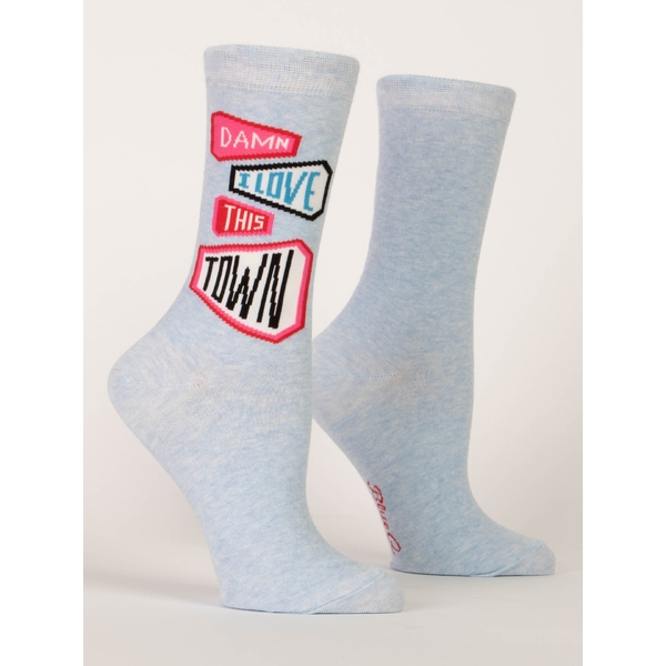 Blue Q Damn I Love This Town Women's Crew Socks