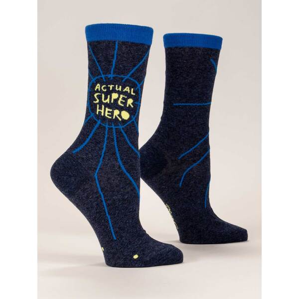Blue Q Women's Crew Socks Actual Superhero
