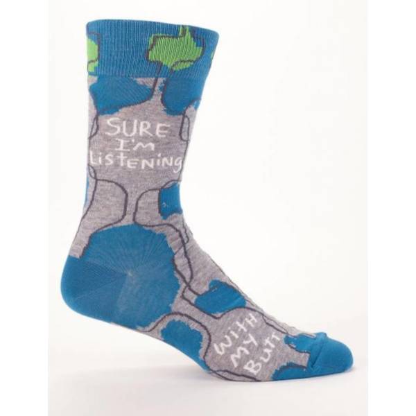 Blue Q Sure I'm Listening, With My Butt Men's Crew Socks