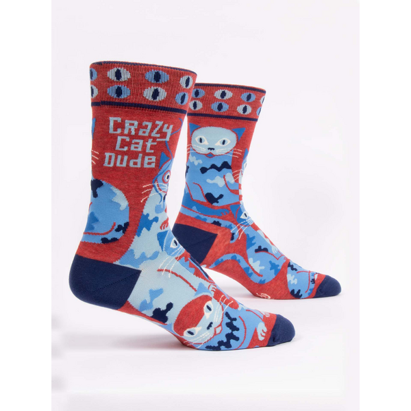 Blue Q Crazy Cat Dude Men's Crew Socks