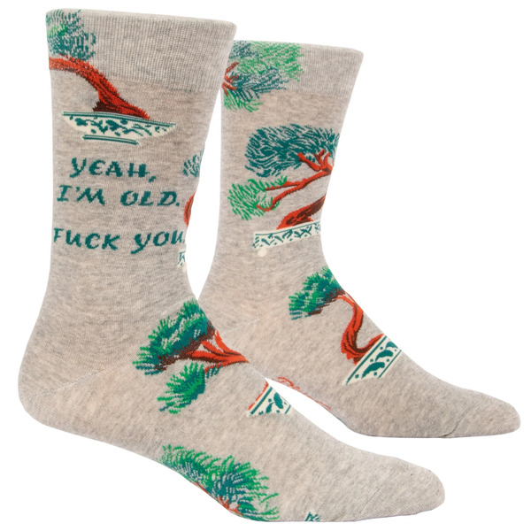 Blue Q Men's Crew Socks Yeah I'm Old
