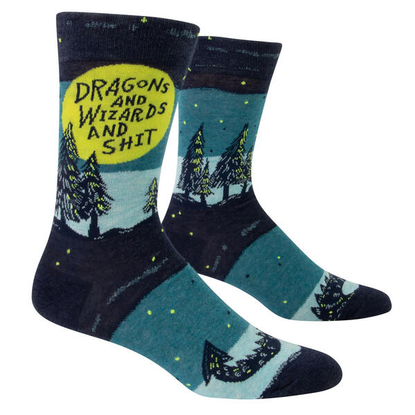 Blue Q Dragons and Wizards and Sh*t Men's Crew Socks