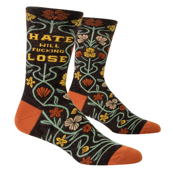 Blue Q Hate Will Fu*king Lose Men's Crew Socks