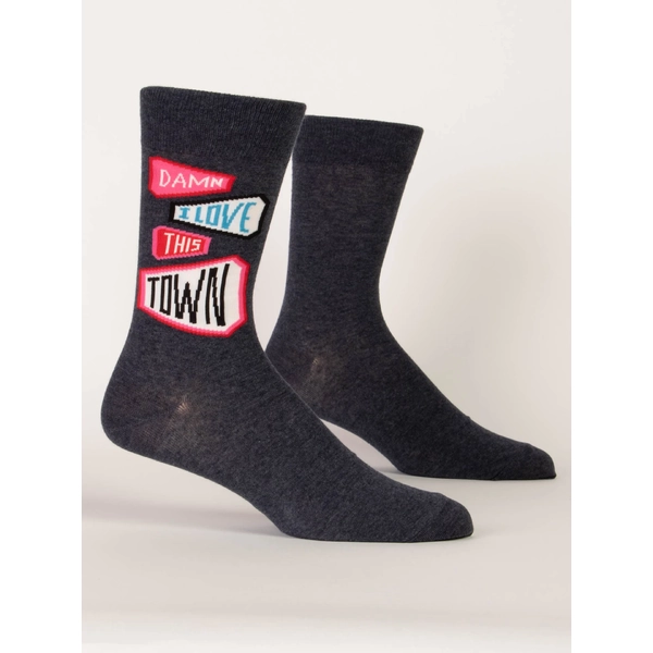 Blue Q Damn I Love This Town Men's Crew Socks