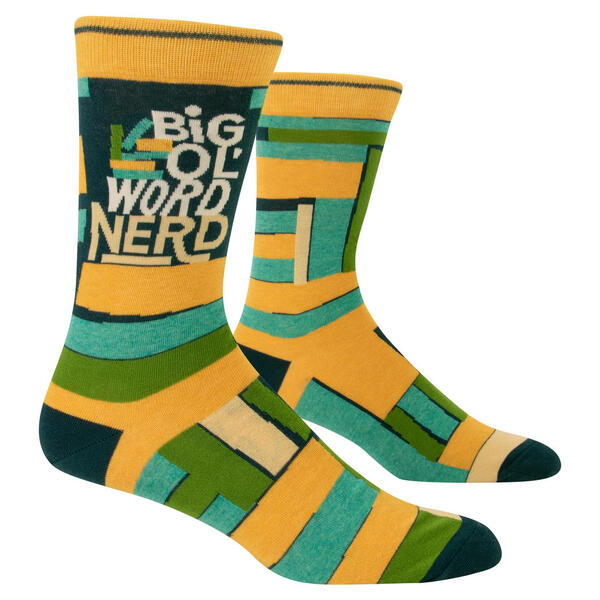 Blue Q Big Ol' World Nerd Men's Crew Socks
