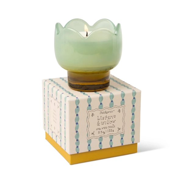 Paddywax Tulip Glass Candle- Wisteria & Willow Boxed
