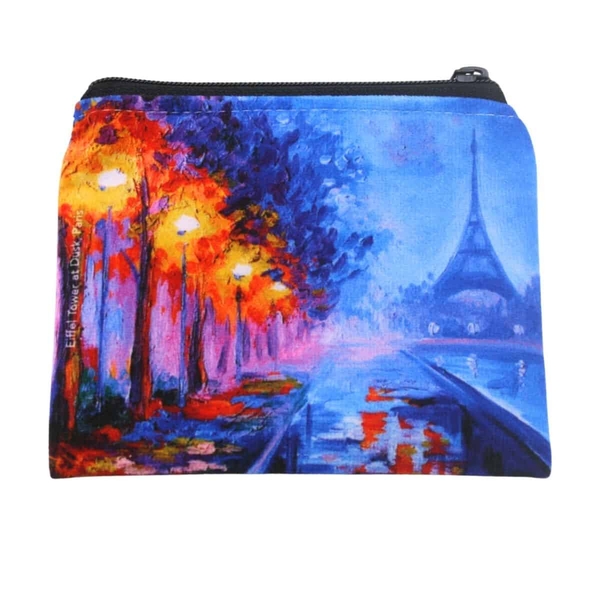 Velour Coin Purse – Eiffel Tower at Dusk