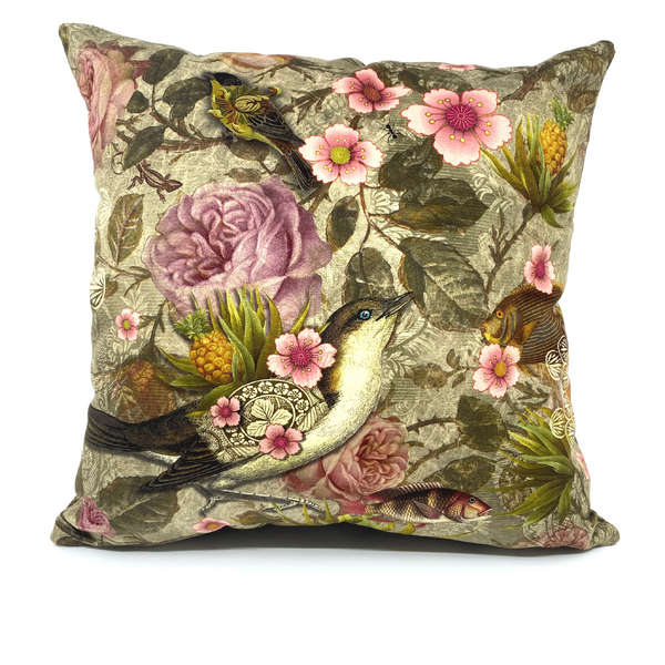 Velour Cushion Cover- L'oiseau ananas