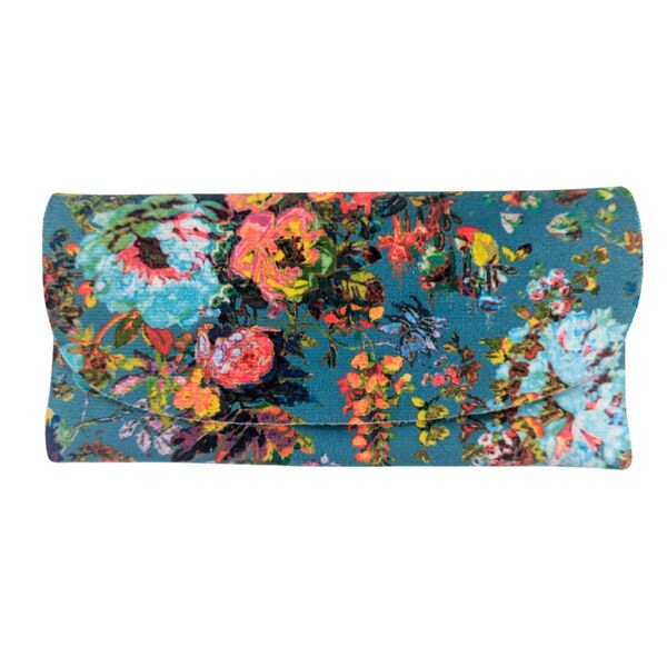 Museum Velour Glasses Case – Flowers Turquoise