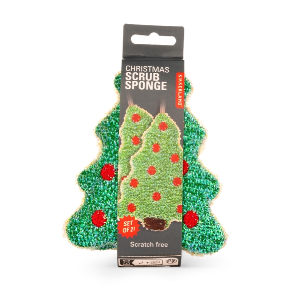 Kikkerland Christmas Tree Scrub Sponge Set of 2