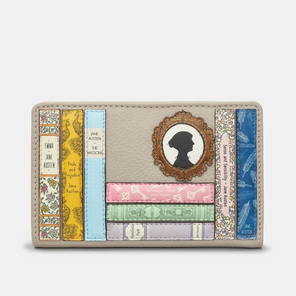 Yoshi Jane Austen Bookworm Small Zip Around Purse- Grey