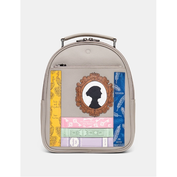 Yoshi Jane Austen Bookworm Leather Backpack- Grey