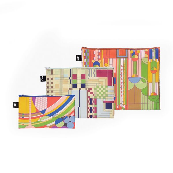 LOQI Frank Lloyd Wright Zip Pockets Set of 3
