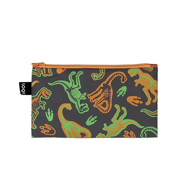 LOQI Kids Dinosaur Skeleton Reflective Mini Zip Pocket